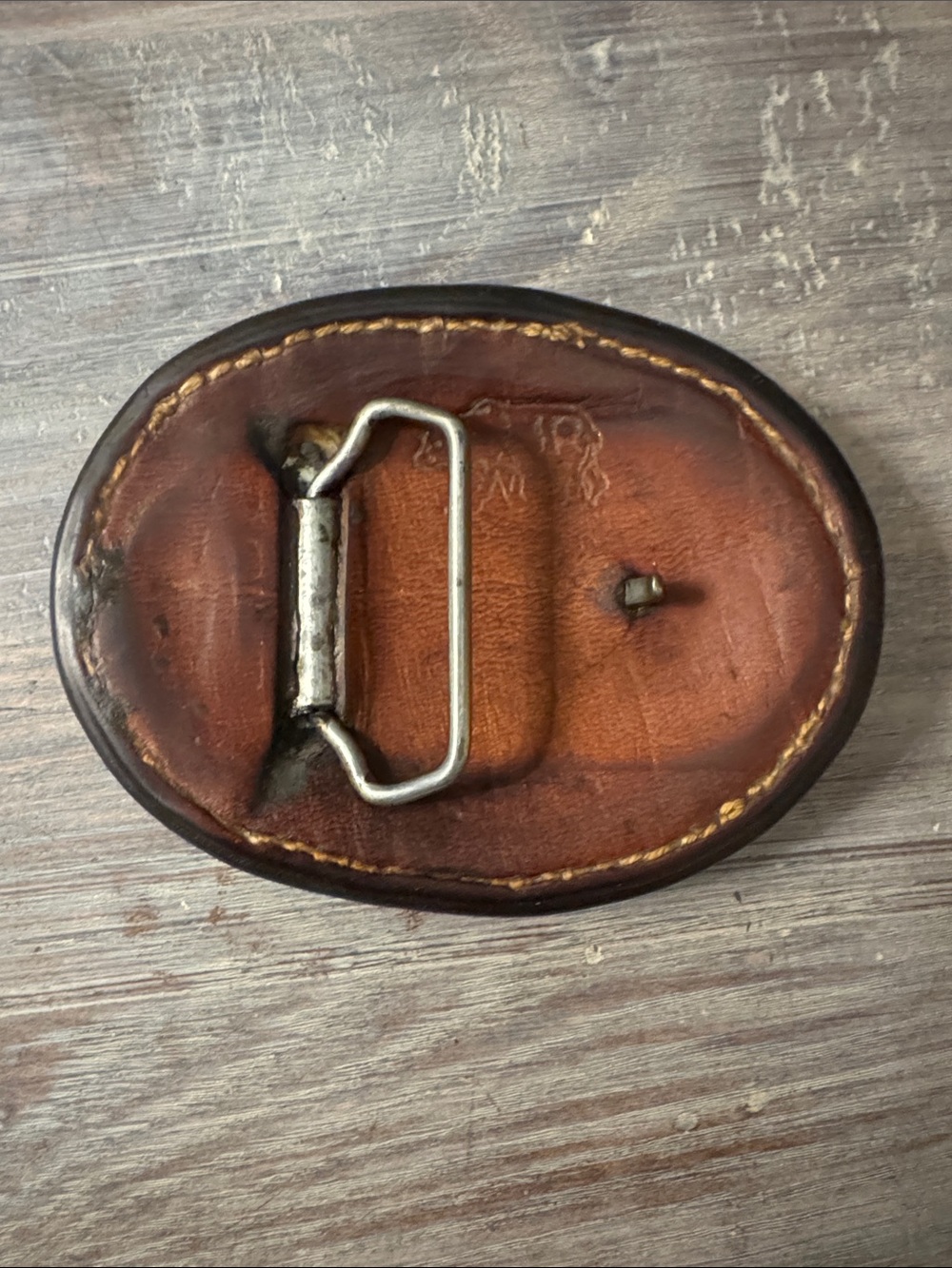 Vintage Handcrafted Leather Horse Belt Buckle - Picture 2 of 5